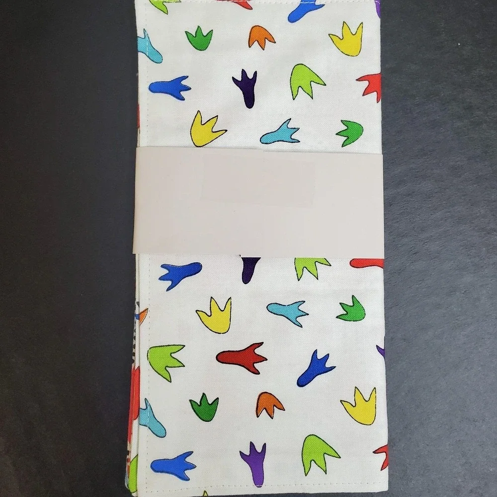 Cotton Novelty Fabric Napkins DINOSAUR Theme, Three 2ct Reusable Hand Towels 8